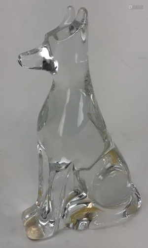 Mid Century Baccarat France Crystal Shepard Dog