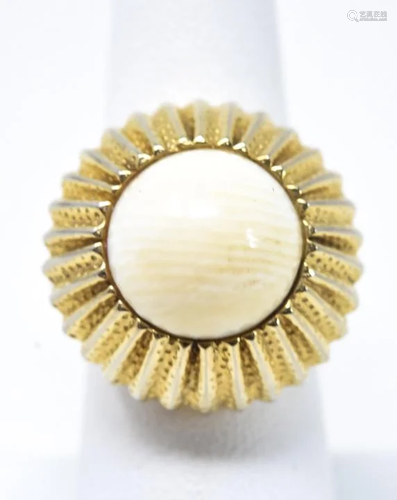 Nettie Rosenstein Gold Tone & Cabochon Ring