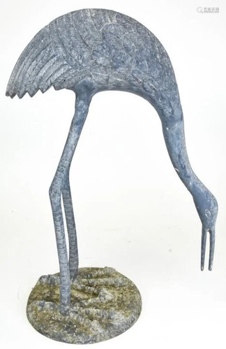 Vintage Figural Egret Bird Cast Garden Statue