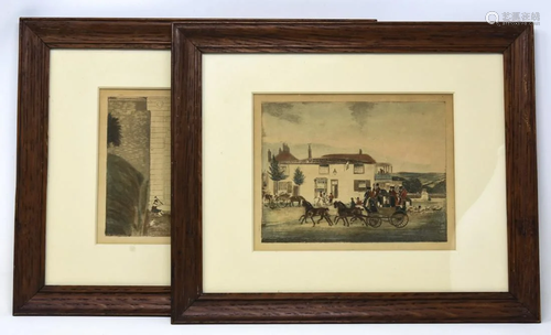 Pair English Engravings of Horse Drawn Carriages