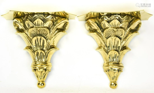 Pair Deco Style Heavy Gilt Brass Wall Brackets