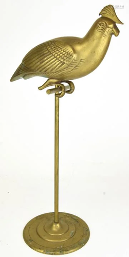 Vintage Mid C Brass Parrot Table Statue