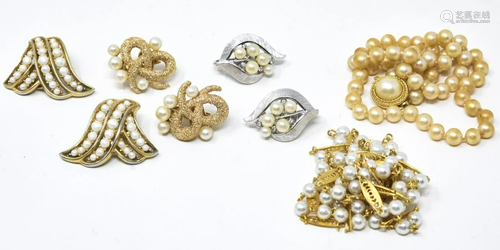 Collection of Crown Trifari Faux Pearl Jewelry