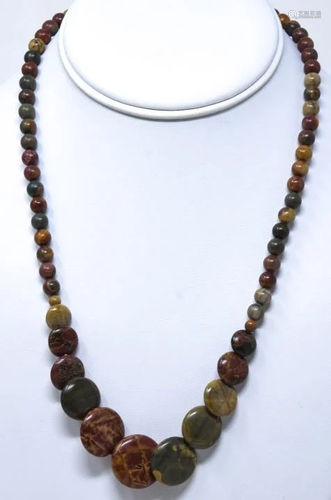 Handmade Necklace w Carved Jasper Beads