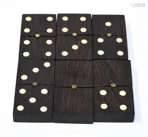 Handmade Carved Wood & Bone Dominoes