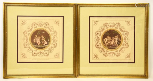 Pair Summa Gallery Framed Lithographs of Cherubs