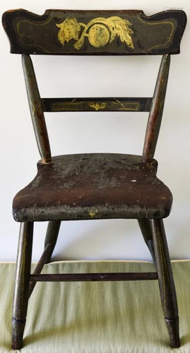 Antique Mid 19th C American Hand Painted Chair