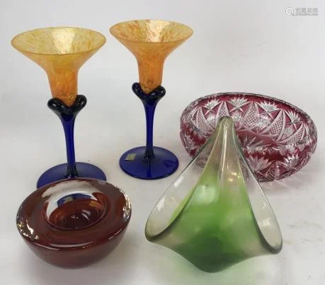 Collection Mid C Art Glass Table Top Vessels