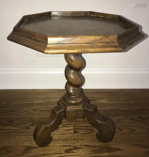 Antique Solomonic Column Base End Table