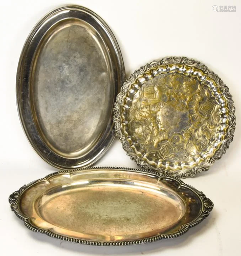 3 Antique & Vintage Silver Plate Serving Platters