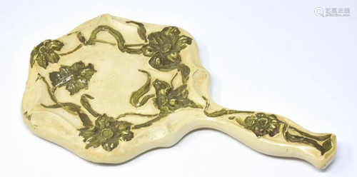 Antique Art Nouveau Hand Painted Hand Mirror