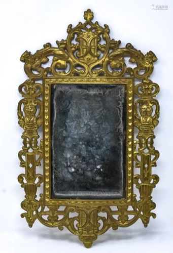 Antique 19th C Baroque Gothic Style Ormolu Mirror