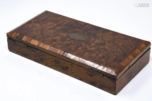 Antique English Burled Wood Table Box