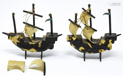 2 Miniature Japanese Ship Model Boats