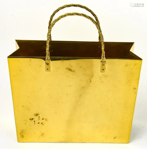 Figural Shopping Bag Brass Magazine Holder