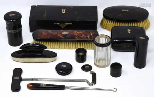 Vintage Faux Tortoise Vanity / Grooming Set