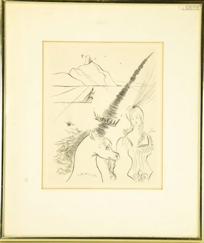 Salvatore Dali Etching The Lady and the Unicorn