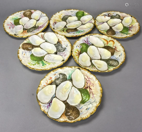 6 Antique H&C Haviland Limoges Oyster Plates