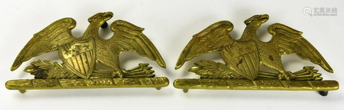 2 Vintage 1950s Brass Federal Eagle Trivets