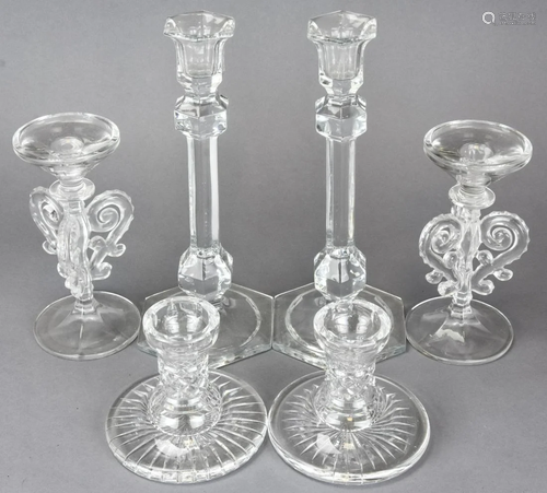 3 Sets Vintage Crystal Candlesticks inc Waterford