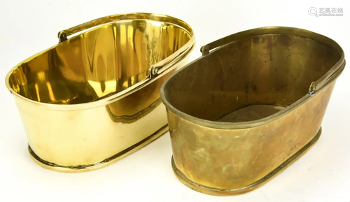 Pair Vintage Brass Handled Planters