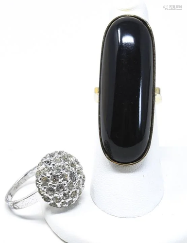 Ciner Rhinestone & Minkoff Lucite Cocktail Rings