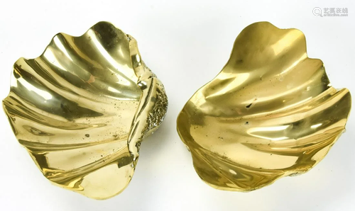 Pair Mid C Brass Clam Shell Table Articles