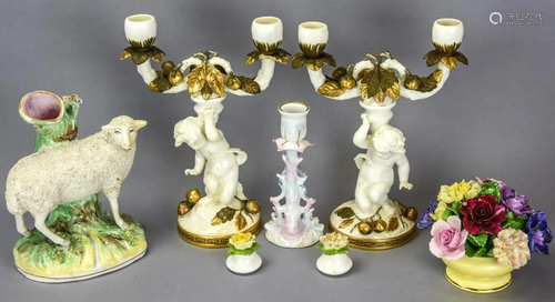 Mixed Figural Antique Porcelain Inc. Staffordshire