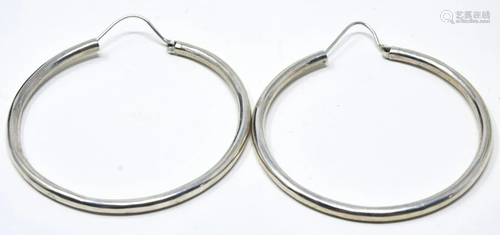 Large Scale Sterling Silver Hoop Earrings