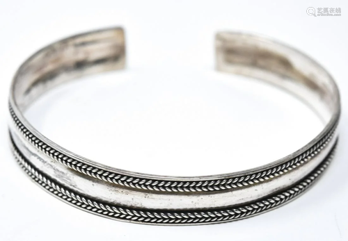 Vintage Sterling Silver Braid Motif Cuff Bracelet