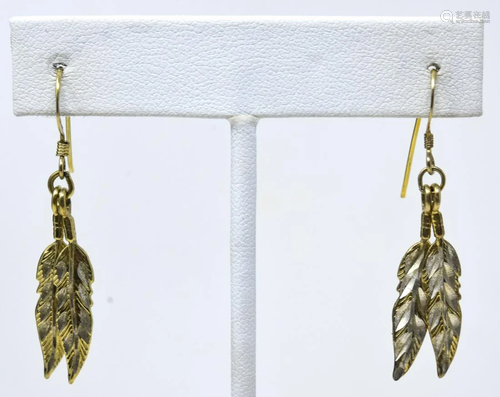 Native American Feather Earring Gold Over Sterling