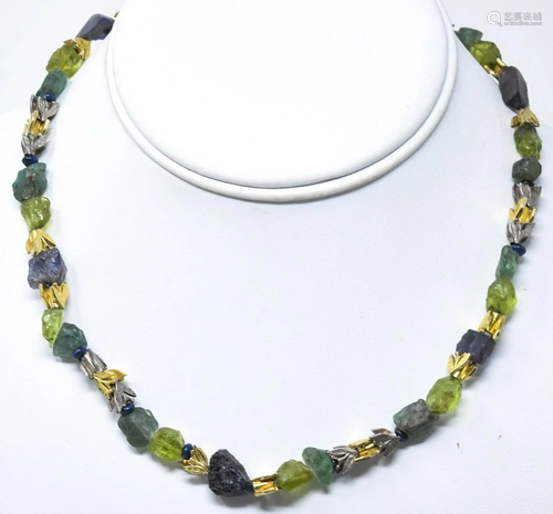 Chrysophase & Topaz Bead Handmade Necklace