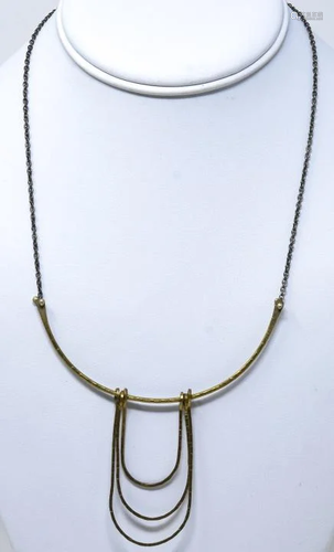 Mid Century Modern Kinetic Sterling Metal Necklace