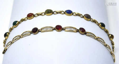 Egyptian Revival Scarab Bracelet & Garnet Bracelet