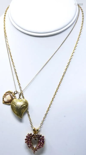 Sterling Vermeil Gold Filled Heart Motif Necklaces