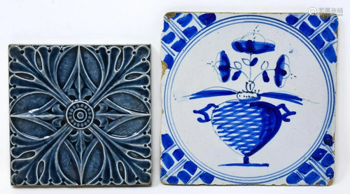 2 Hand Painted Delft Porcelain Tiles