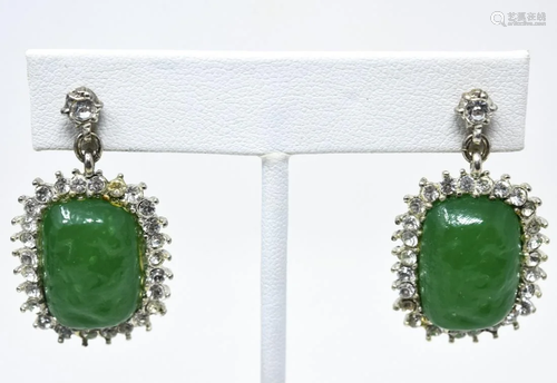 Gerard Yosca Gripoix & Rhinestone Pierced Earrings