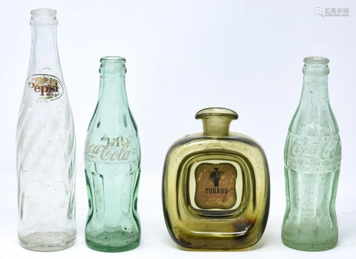 4 Vintage / Antique Coke Pepsi & Liquor Bottles