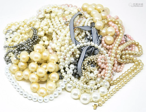 Large Lot of Faux Pearl Costume Jewelry