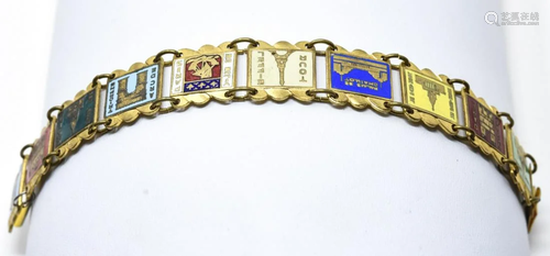 Vintage Enamel Paris Landmarks Souvenir Bracelet