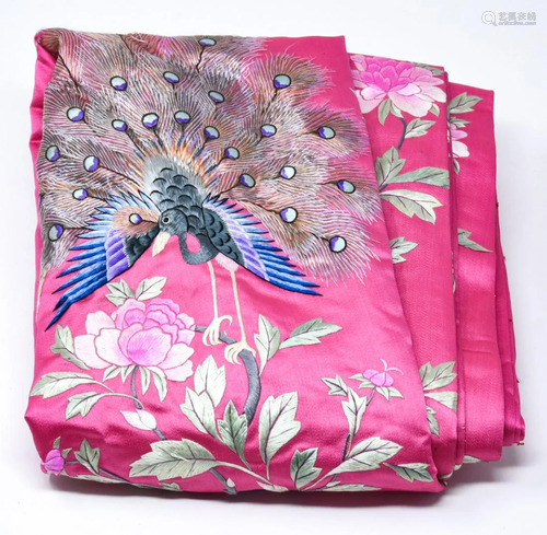 Chinese Pink Embroidered Silk Fabric Skirt