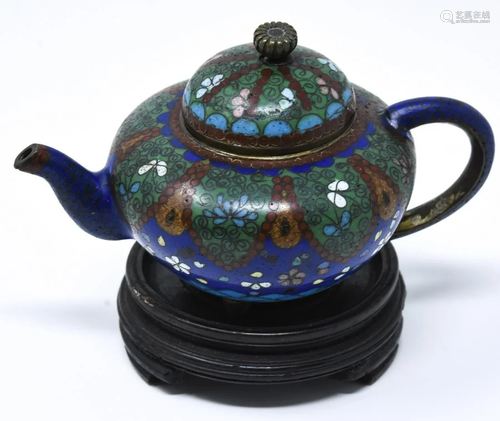 Chinese Cloisonne Teapot & Stand