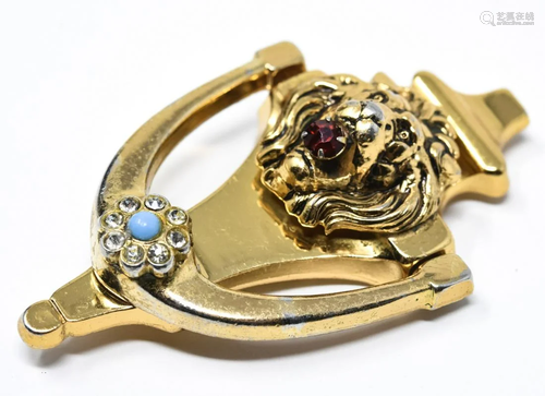 Coro Pegasus Lion's Head Doorknocker Style Brooch