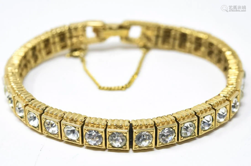 Ciner Gold Tone & Clear Rhinestone Bracelet