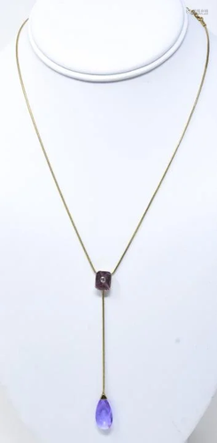 Monet Delicate Teardrop Purple Crystal Lariat Neck