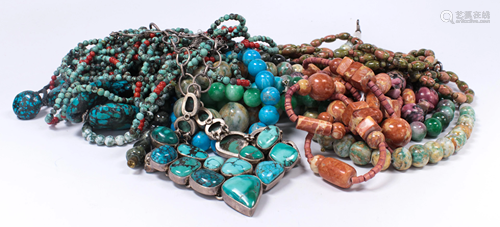 Collecting of multi-stone, silver, metal necklaces