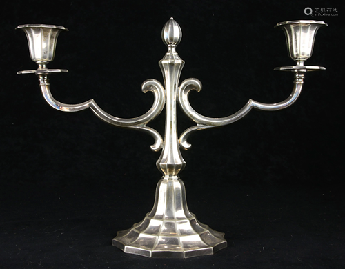 German .800 silver two light candelabra