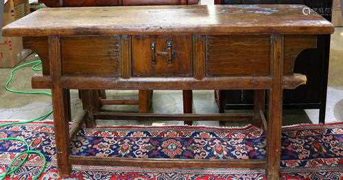 A Chinese console table having two doors