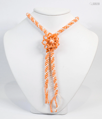 Coral bead flower necklace