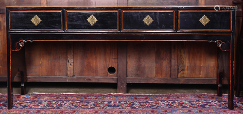 A Chinese black lacquered hardwood cabinet